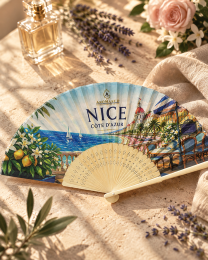 Éventail Nice Côte d'Azur en bambou – Aromasud