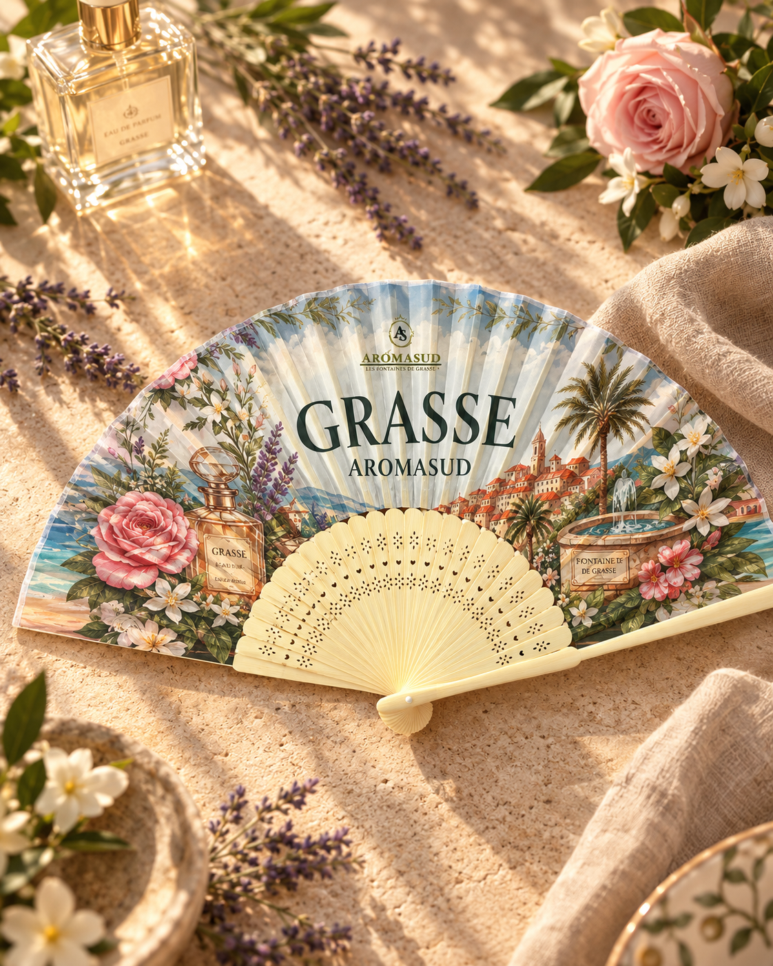 Éventail Grasse Provence en bambou – Aromasud